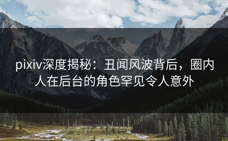 pixiv深度揭秘：丑闻风波背后，圈内人在后台的角色罕见令人意外