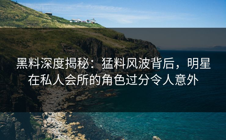 黑料深度揭秘：猛料风波背后，明星在私人会所的角色过分令人意外