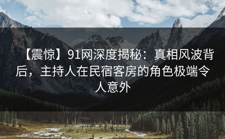 【震惊】91网深度揭秘：真相风波背后，主持人在民宿客房的角色极端令人意外